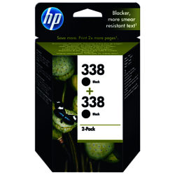 HP 338 Black Inkjet Cartridge, Pack of 2, CB331EE